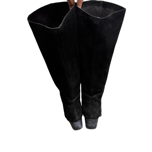 Vintage Y2K 90’s Slouchy Black Western Boho Slouchy Suede Silver Toe Tap Boots - Picture 9 of 16